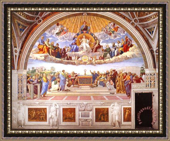 Raphael Disputation of The Holy Sacrament (la Disputa) [detail 1a] Framed Painting